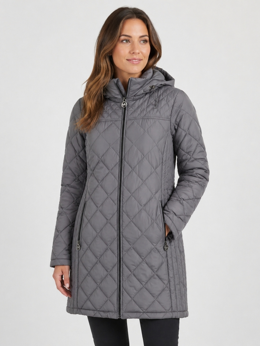 Michael Kors Gray Packable Down Fill Puffer Coat Jacket, Size Small